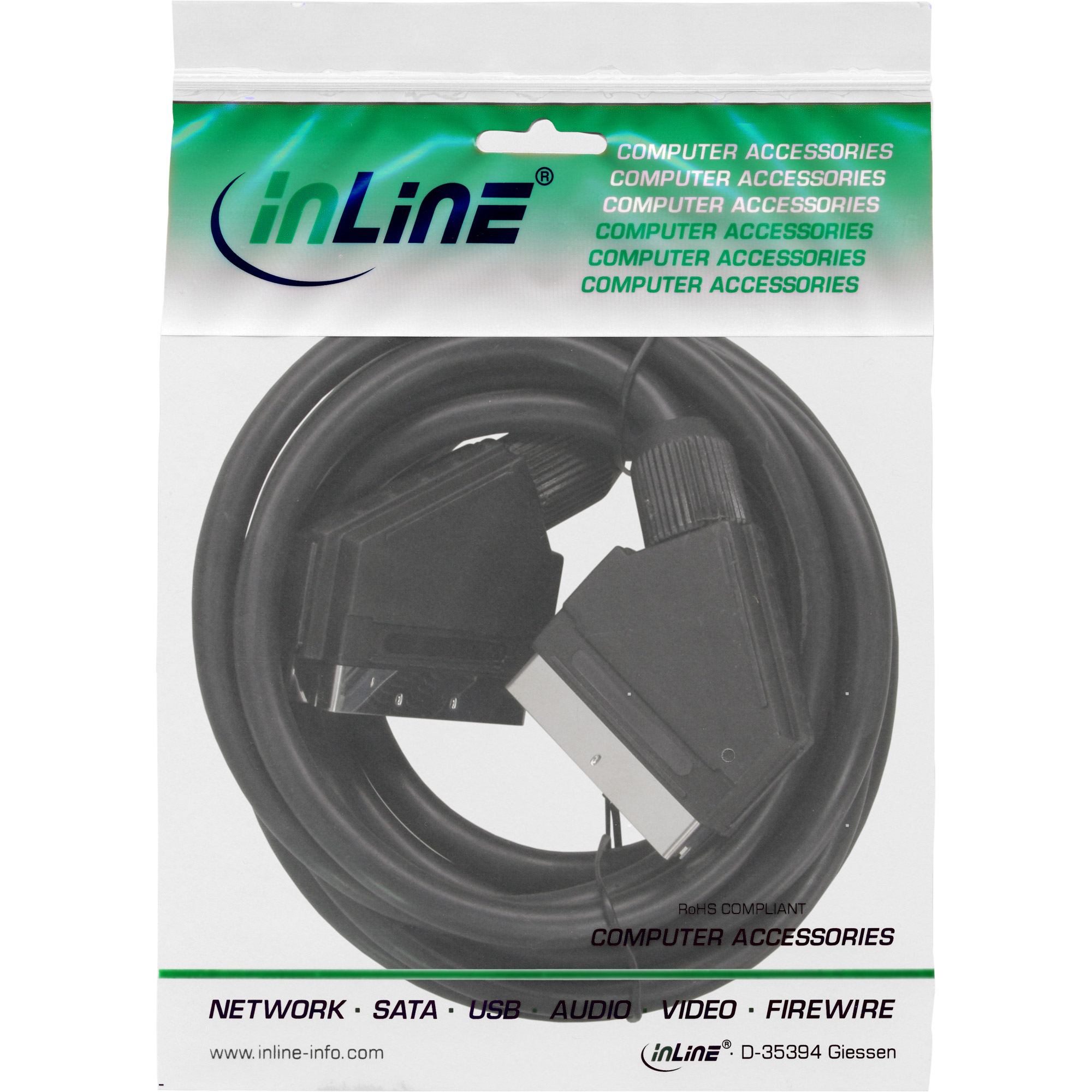 5m - Inline® Scart Anschlusskabel, Stecker / Stecker