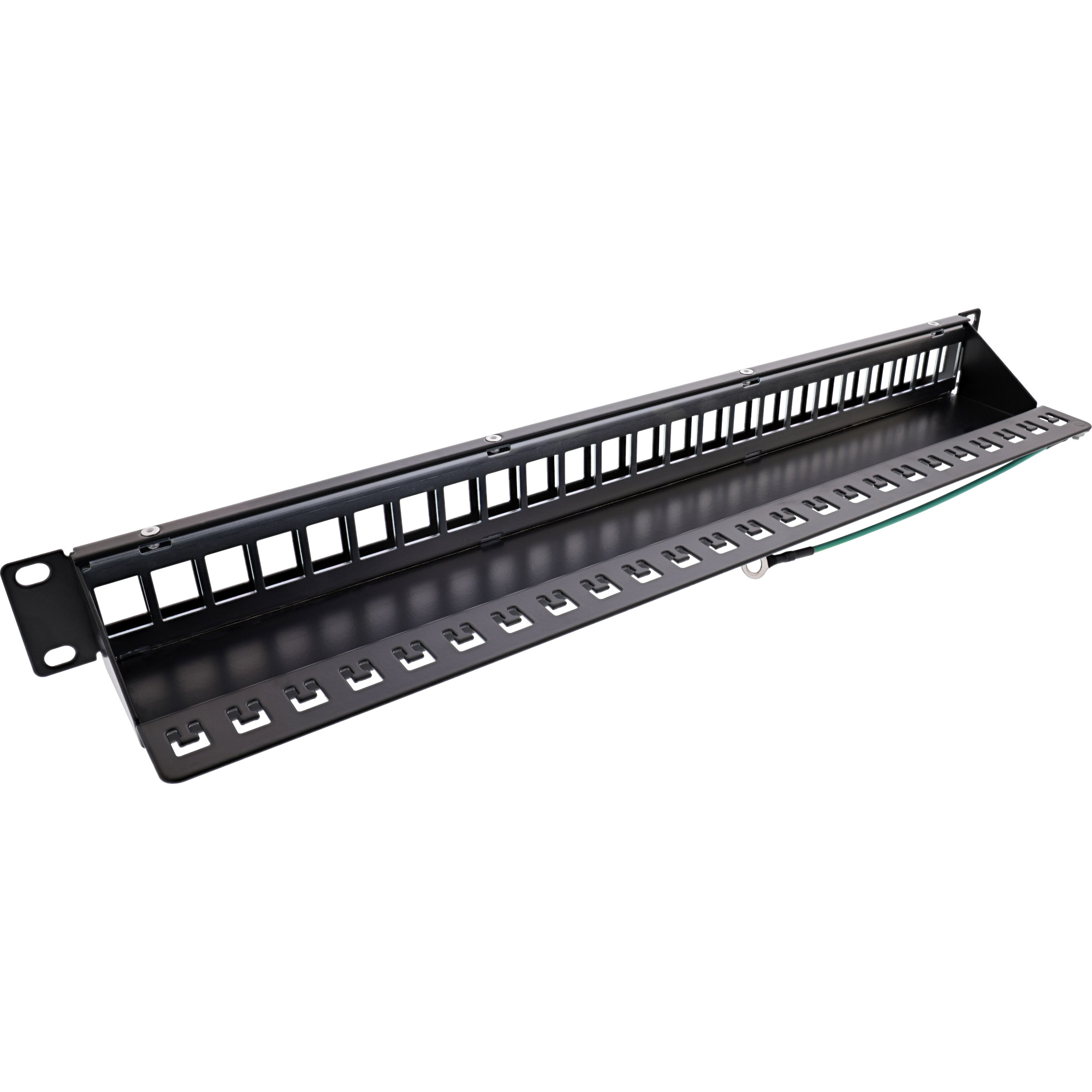 Inline® Patchfeld 24-fach, Keystone Leerblech Patchpanel, 19", 1HE, schwarz
