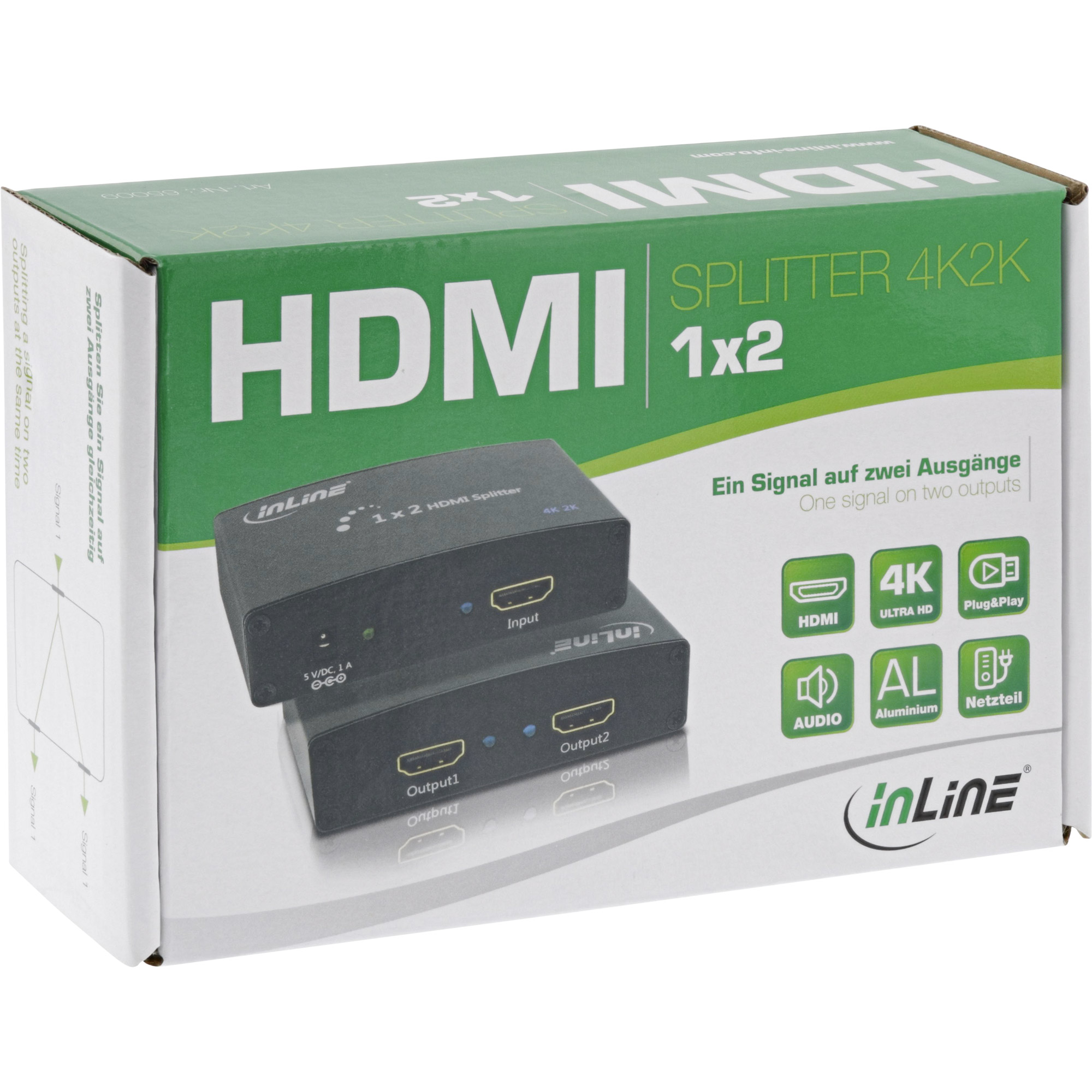 Inline® HDMI Splitter/Verteiler, 2-fach, 4K2K kompatibel