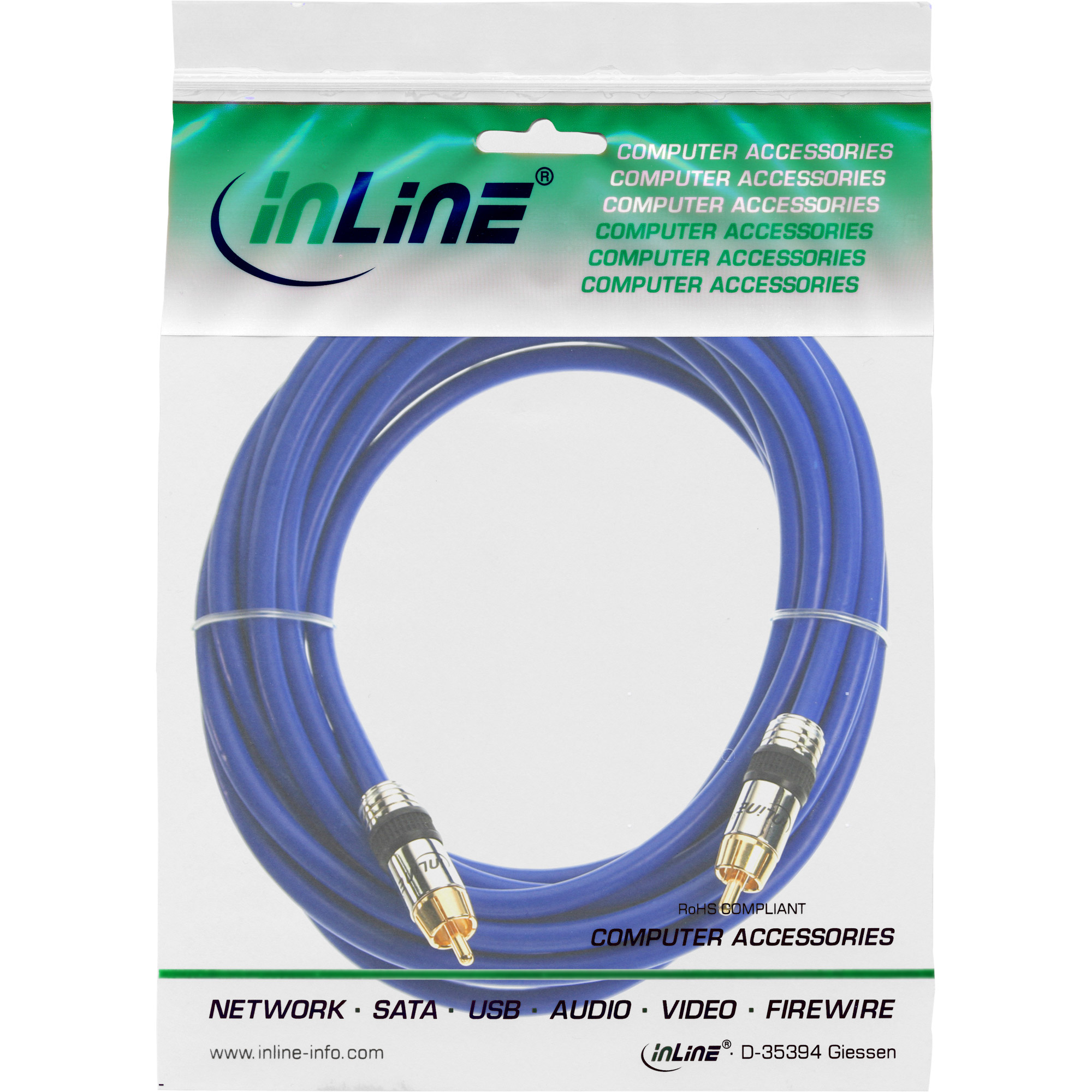 1m - Inline® Cinch Kabel AUDIO, PREMIUM, 1x Cinch Stecker / Stecker