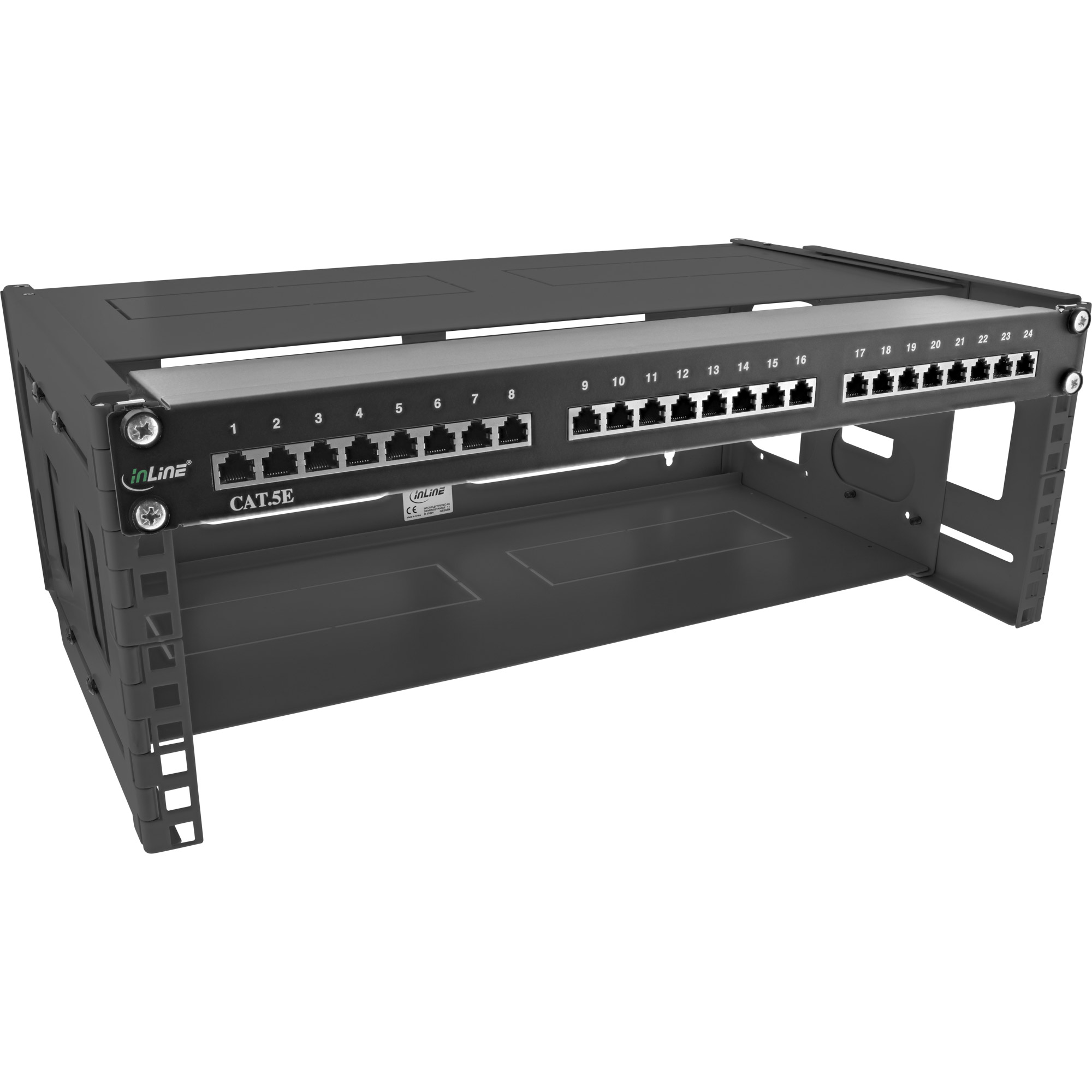 Inline® 19" Rack zur Wandmontage, 4HE, 24-40cm Tiefe, mit Abdeckung, schwarz