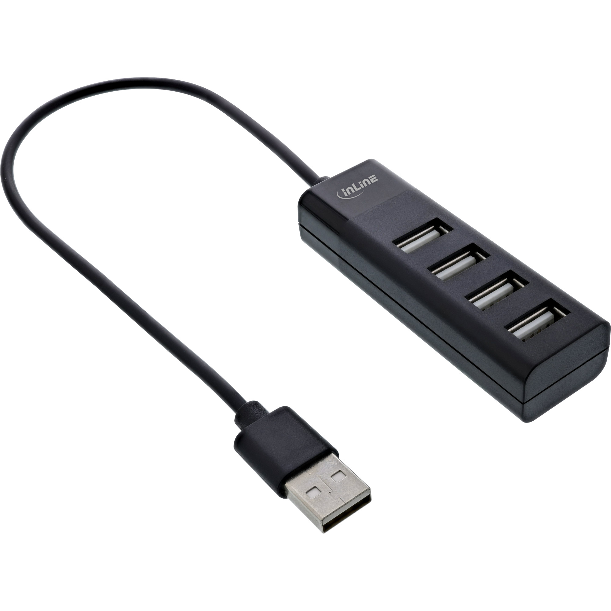 Inline® USB 2.0 Hub, 4 Port, schwarz, mit USB DC Kabel, Kabel 30cm, schmal Inline® USB 2.0 Hub, 4 Port, schwarz, mit USB DC Kabel, Kabel 30cm, schmal