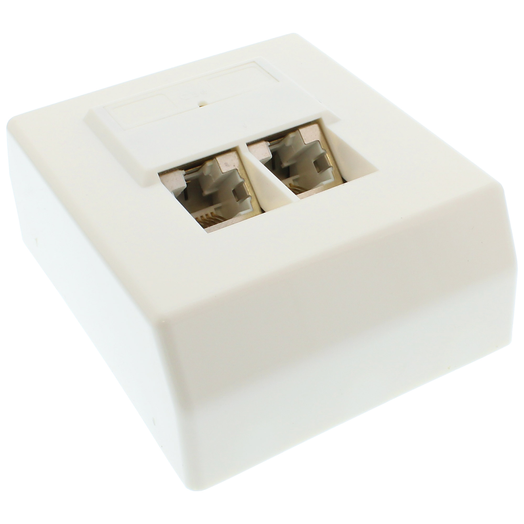 Inline® Cat.5e Anschlussdose, AP 2x RJ45 Buchse, RAL 9010, weiß