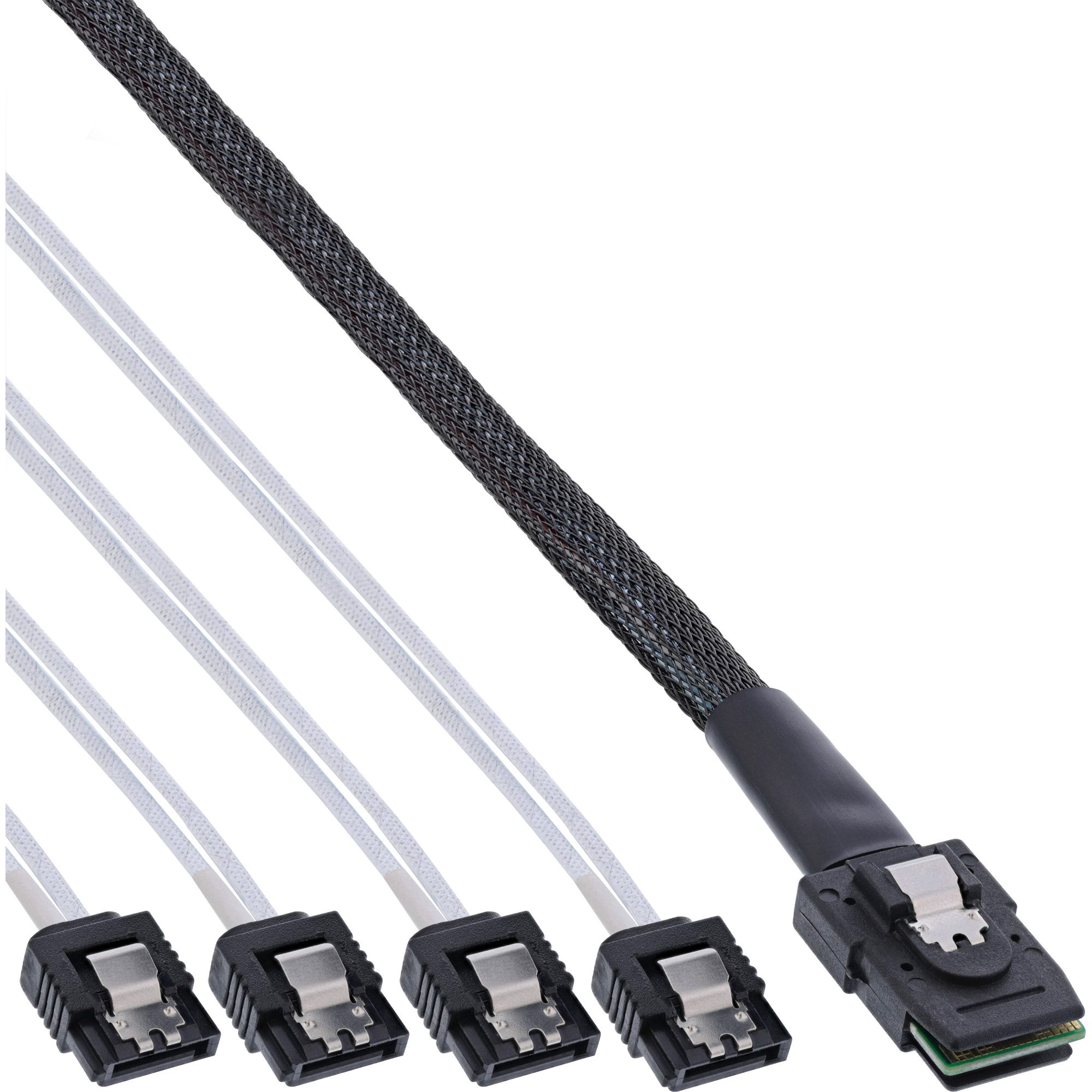 Inline® SAS Anschlusskabel, Mini-SAS SFF-8087 an 4x SATA, 1:1, OCR, 0,5m