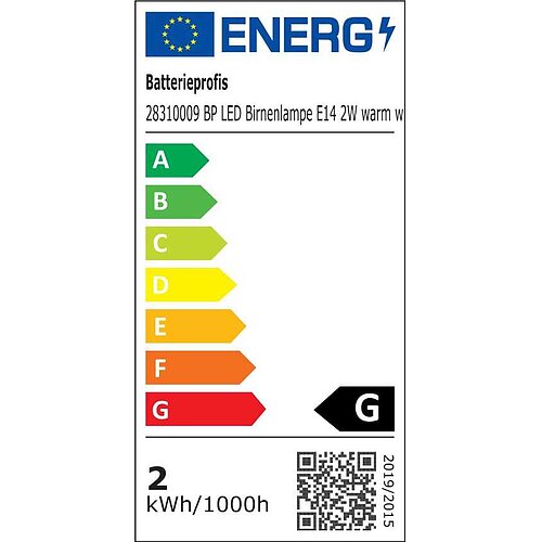 BP LED Birnenlampe E14 2W warm weiß matt