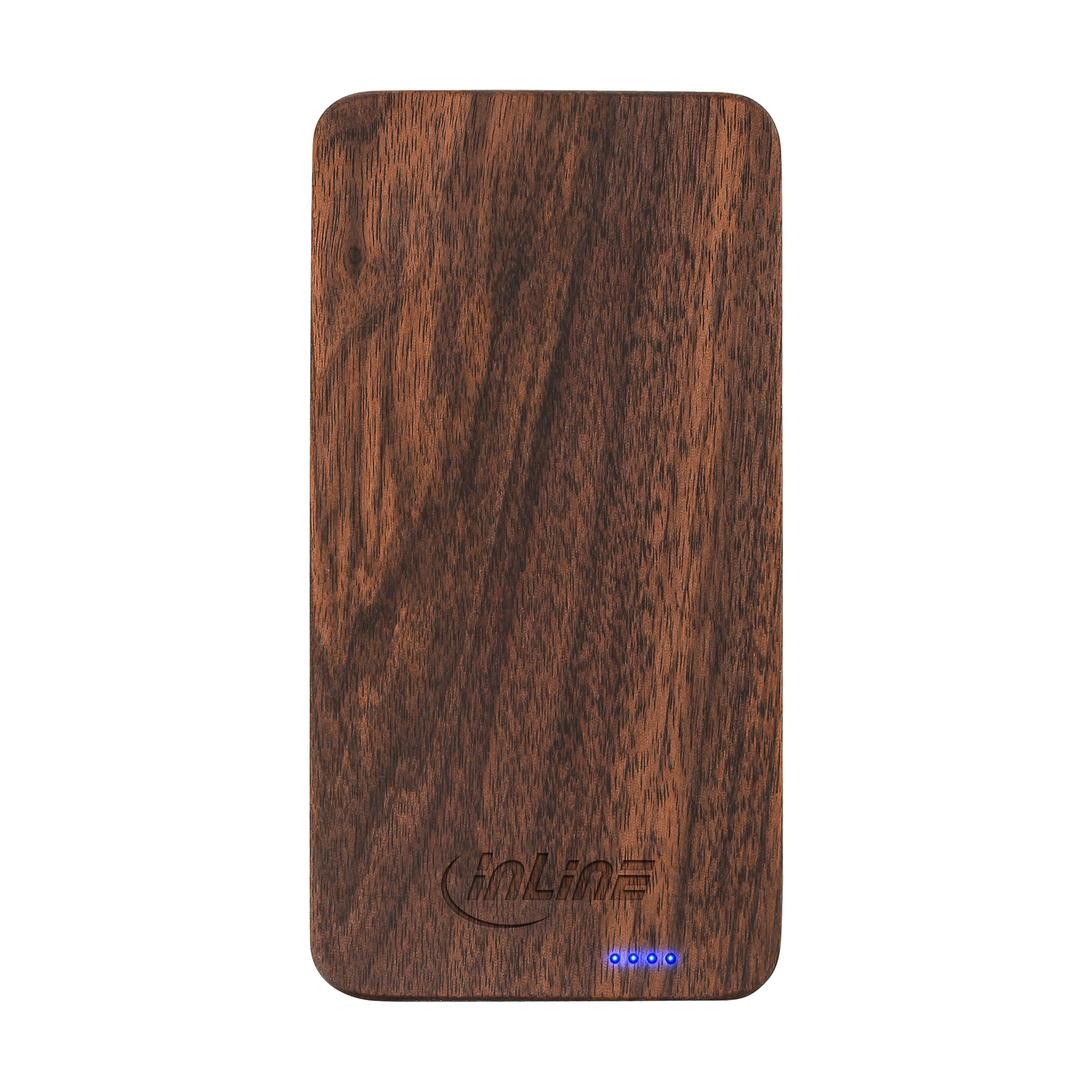 InLine woodplate, USB Powerbank 5.000mAh, mit LED Anzeige, Echtholz, Walnuss