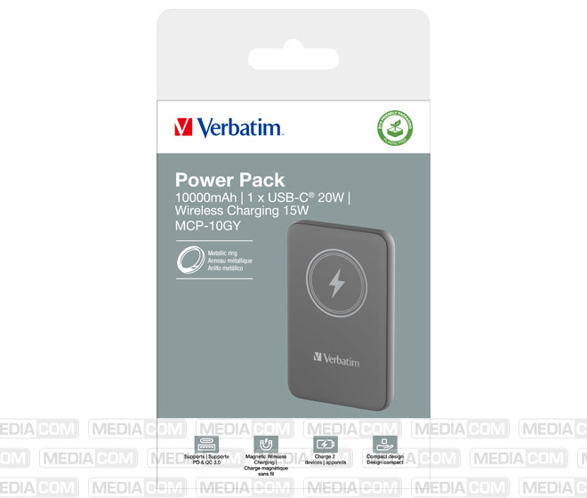 Akku Powerbank, 10.000mAh, MCP-10GY, grau Akku Powerbank, 10.000mAh, MCP-10GY, grau