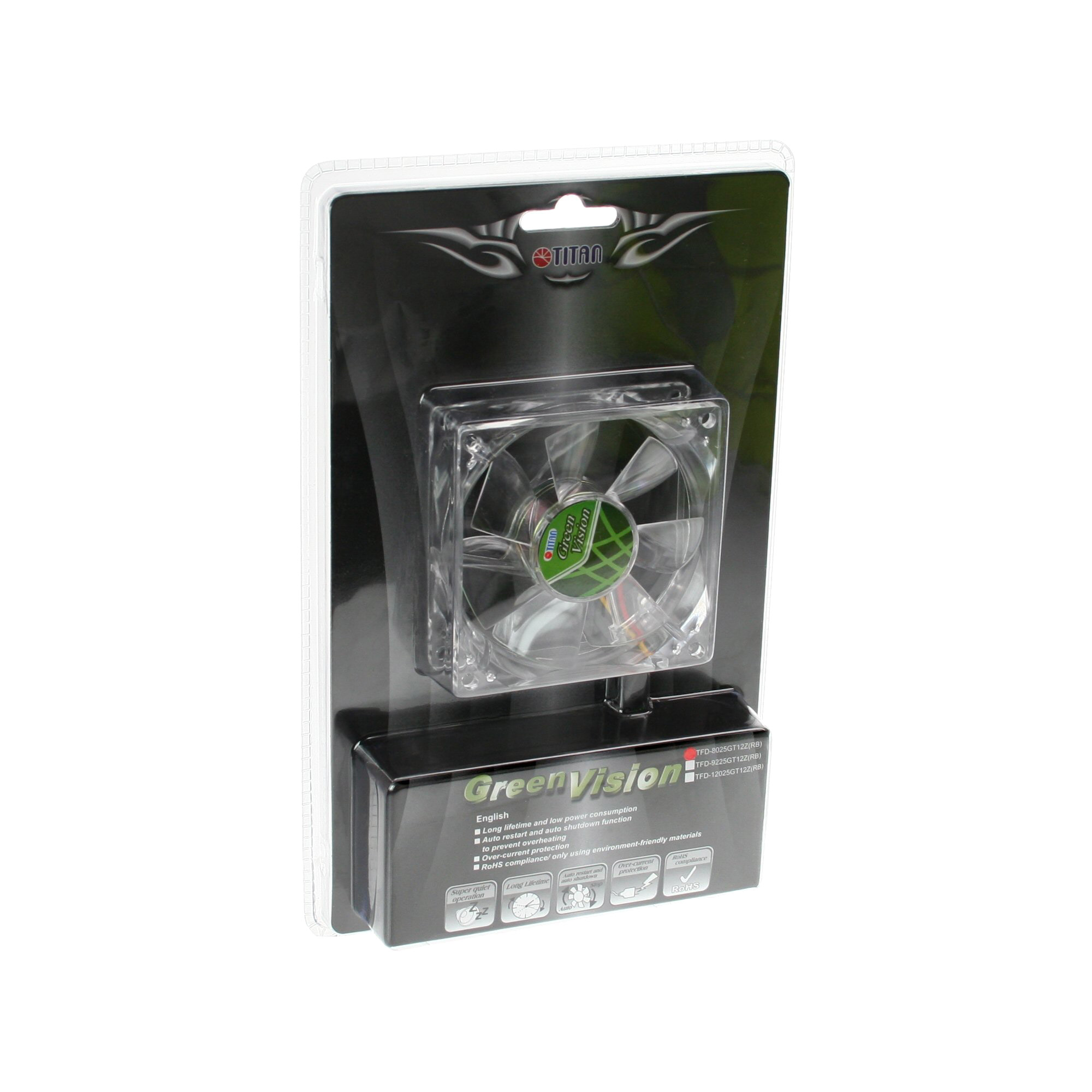 Titan TFD-8025GT12Z(RB) Lüfter 80x80x25mm Green Vision