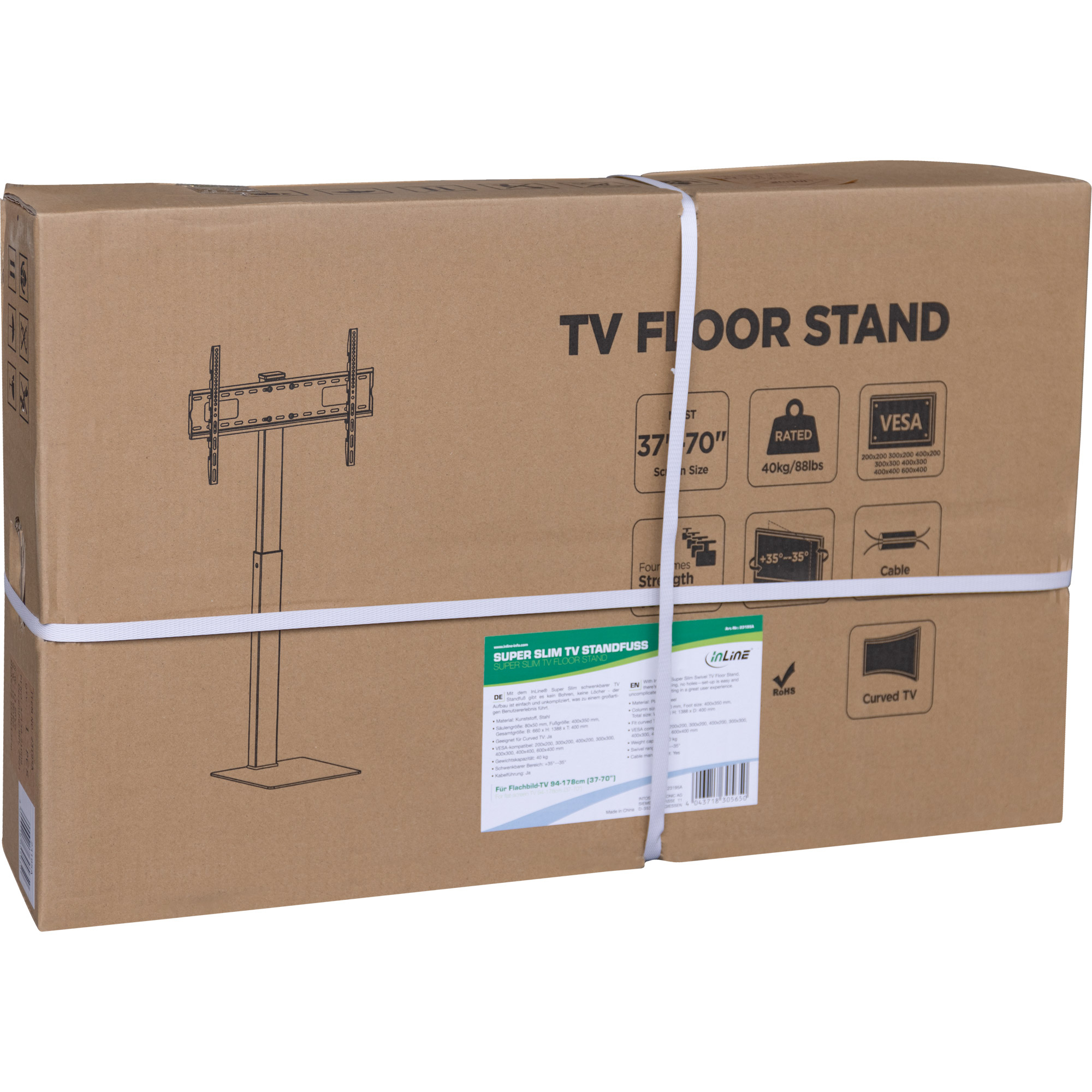 Inline® TV-Standfuß, Höhe einstellbar, für LED-TV 37"-70" (94-178cm), max. 40kg