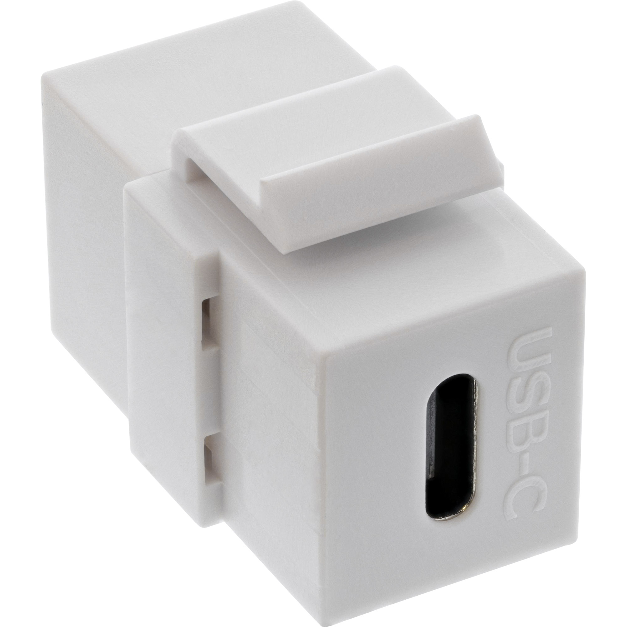 Inline® USB 3.2 Gen. 2 Keystone Snap-In Einsatz, USB-C Buchse / Buchse, weiß
