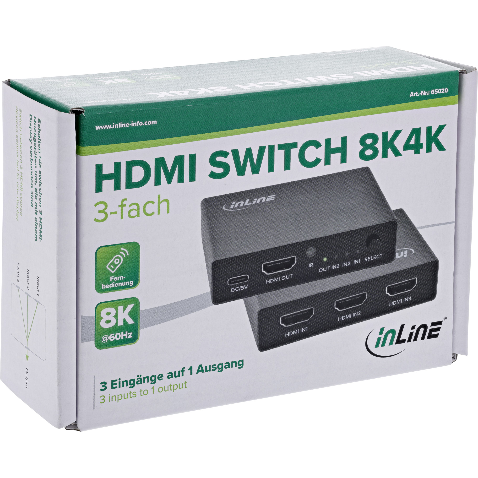 InLine® HDMI Switch, 3-fach, 8K2K@60Hz, HDCP 2.3