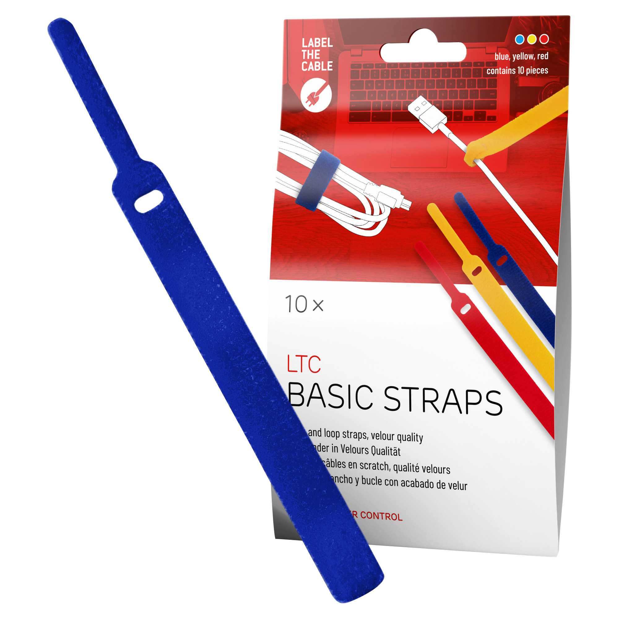 Label-The-Cable Basic, LTC 1130, 10er Set mix (gelb, blau, rot)
