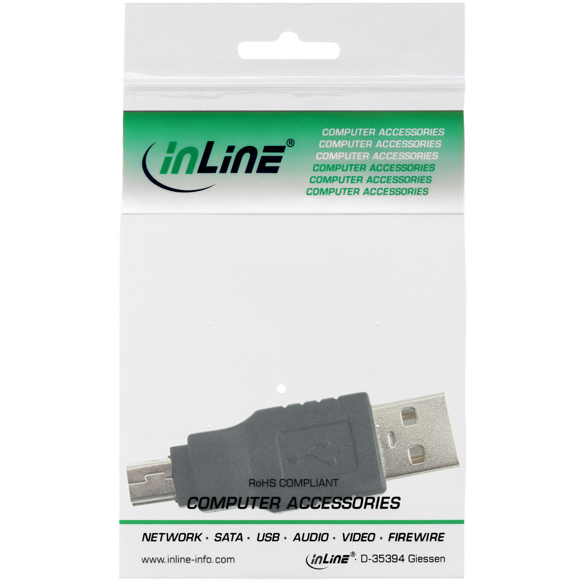 Inline® USB 2.0 Adapter, Stecker A auf Mini-5pol Stecker