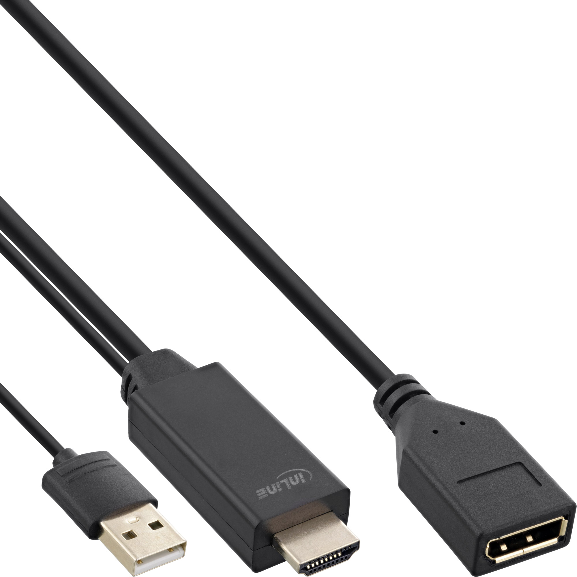 Inline® HDMI ST zu DisplayPort BU Konverter Kabel, 4K, schwarz/gold, 0,3m