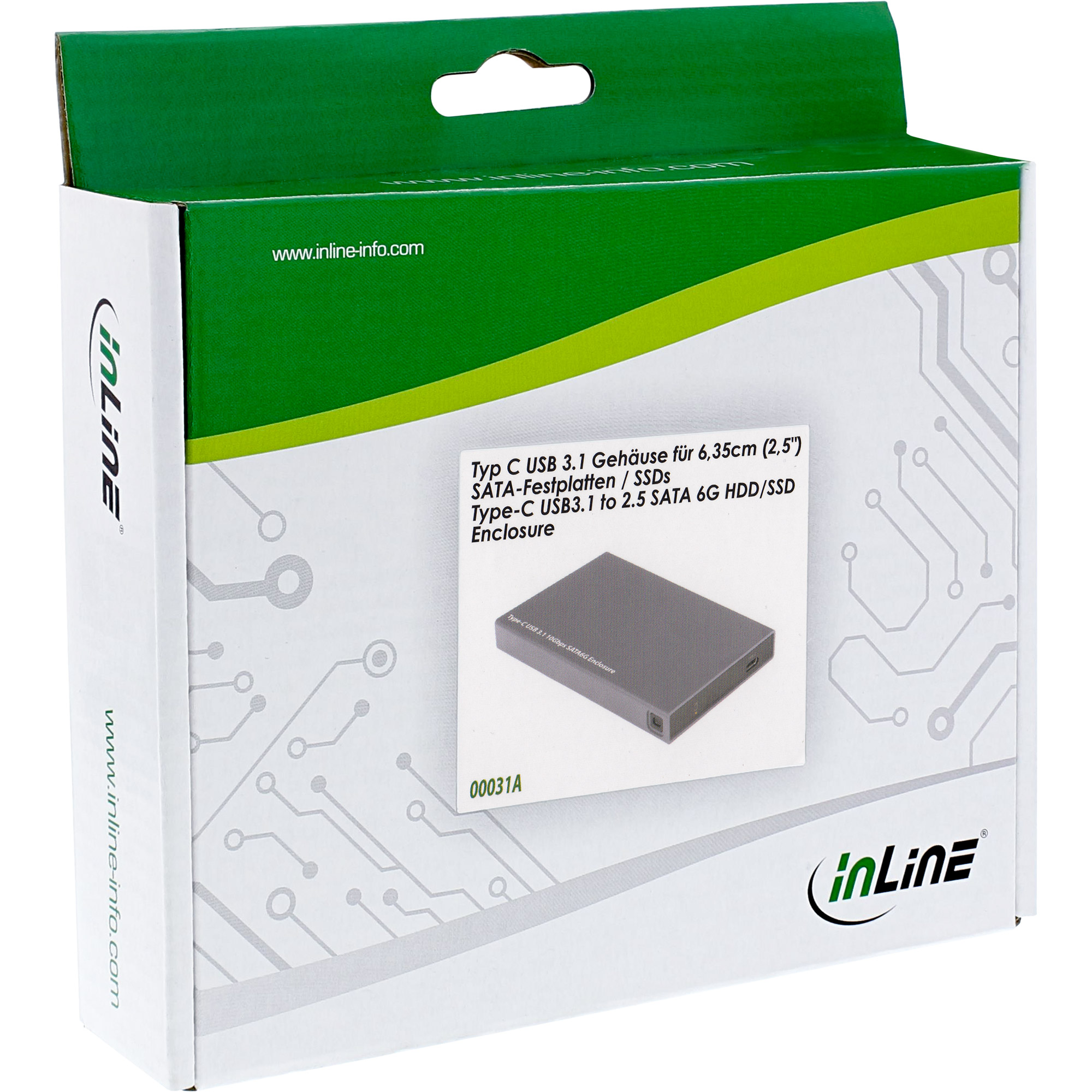 Inline® USB 3.1 Gehäuse für 6,35cm (2,5") 6G SATA-Festplatte / SSD, USB-C Buchse Inline® USB 3.1 Gehäuse für 6,35cm (2,5") 6G SATA-Festplatte / SSD, USB-C Buchse