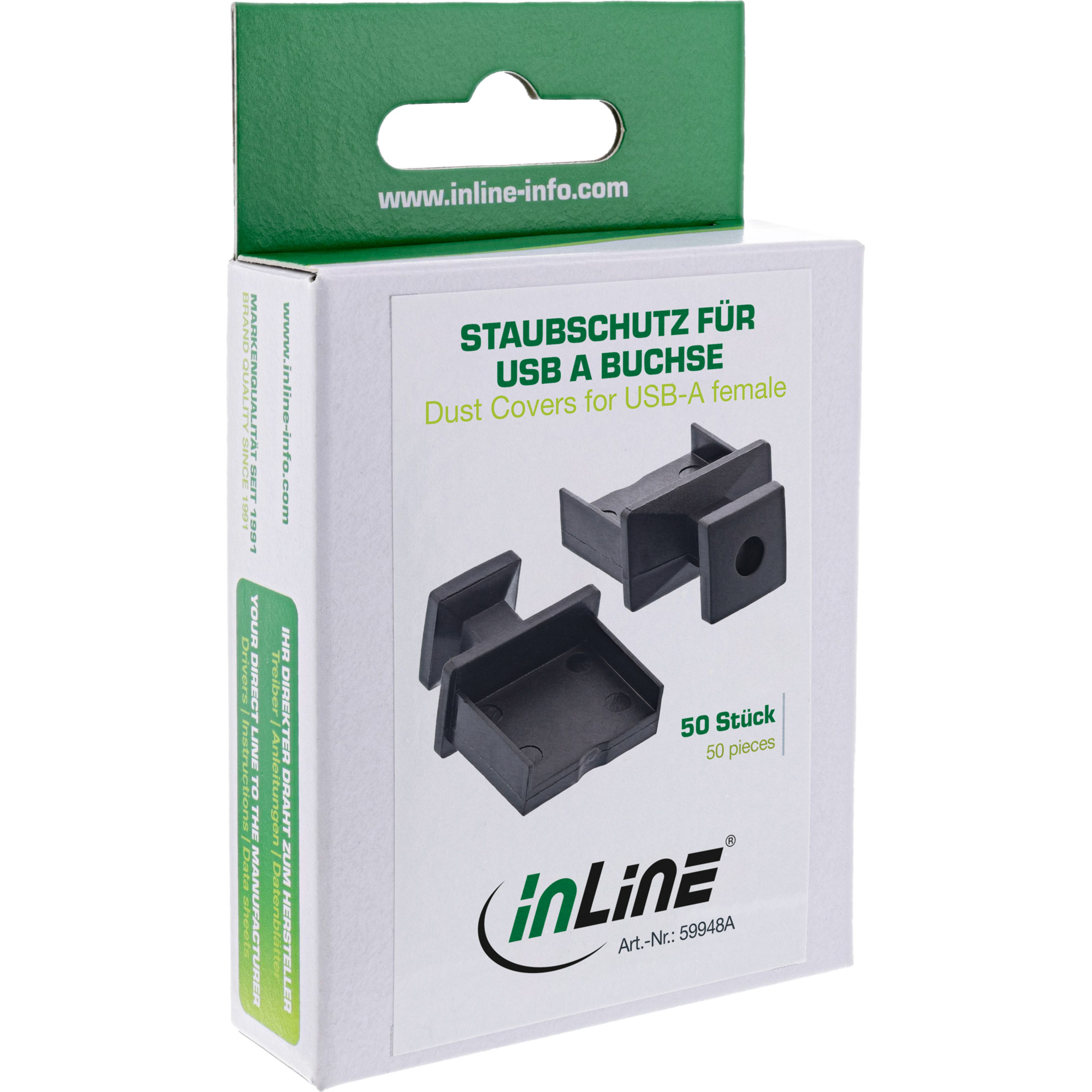 Inline® Staubschutz, für USB-A Buchse, schwarz 50er Pack