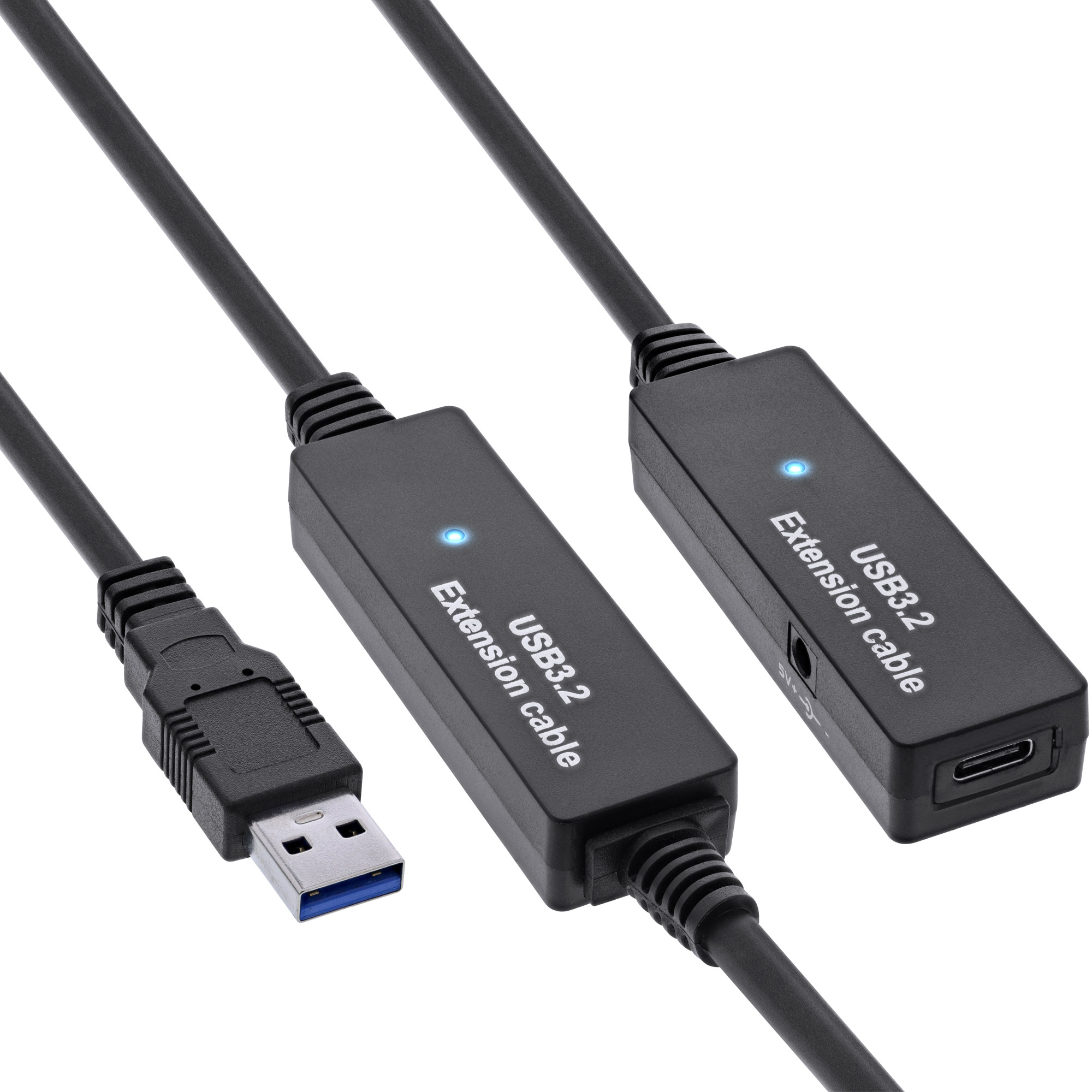 Inline® USB 3.2 Gen.1 Aktiv-VerLängerung, USB-A Stecker an USB-C Buchse, 15m