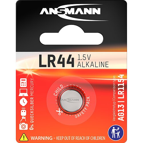 Ansmann LR44 LR1154 357 1.5V Alkaline Knopfzelle - 1er Verpackung Ansmann LR44 LR1154 357 1.5V Alkaline Knopfzelle - 1er Verpackung