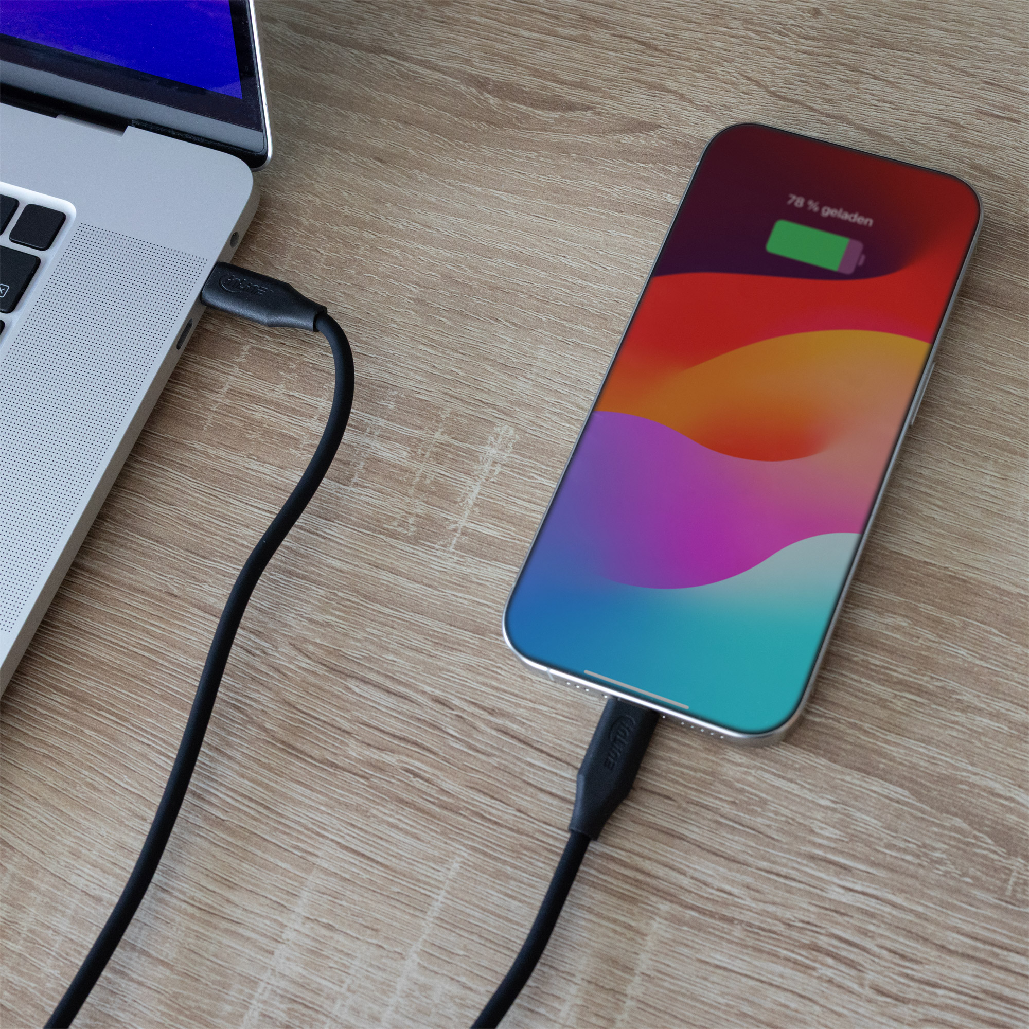 InLine® "Colour your Charge" USB-C Schnellladekabel 100W Schwarz 2m