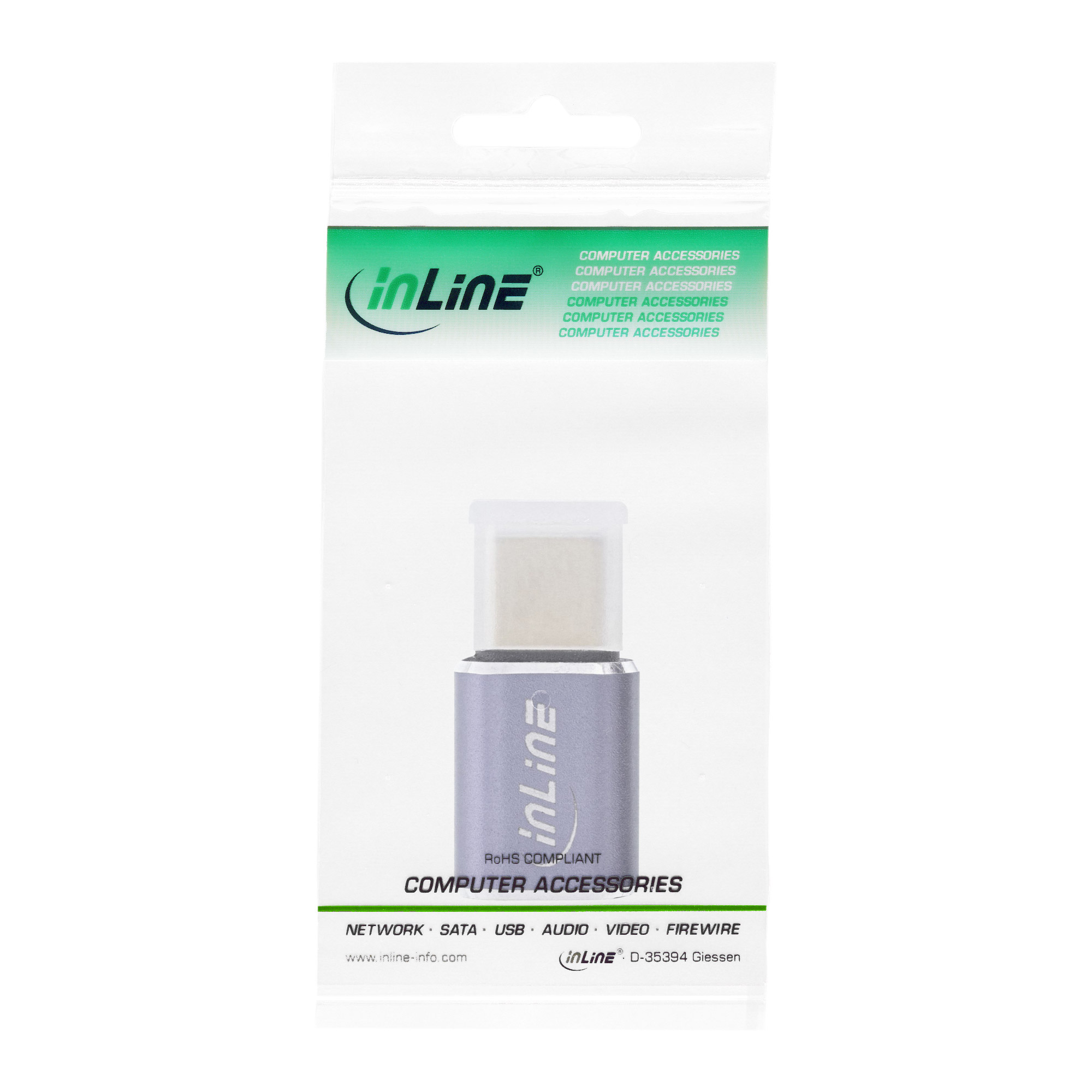 Inline® USB 4 Adapter, USB-C Stecker/Buchse, Aluminium, grau Inline® USB 4 Adapter, USB-C Stecker/Buchse, Aluminium, grau