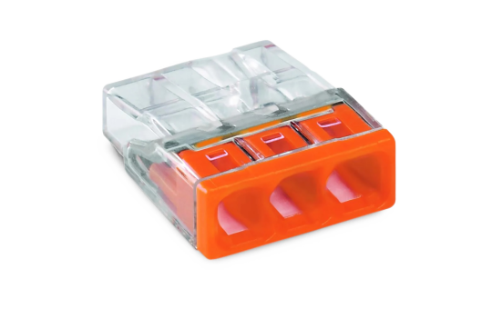 COMPACT-Verbindungsdosenklemme WAGO, eindrähtige Leiter, 3 Klemmstellen, orange COMPACT-Verbindungsdosenklemme WAGO, eindrähtige Leiter, 3 Klemmstellen, orange