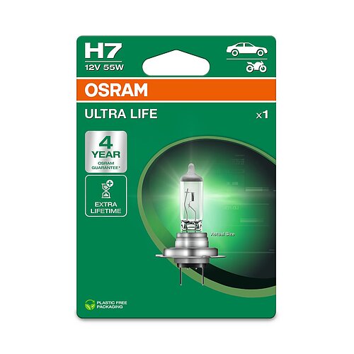 OSRAM H7 12V 55W PX26d ULTRA LIFE 4 Jahre Garantie 1 Stück Blister