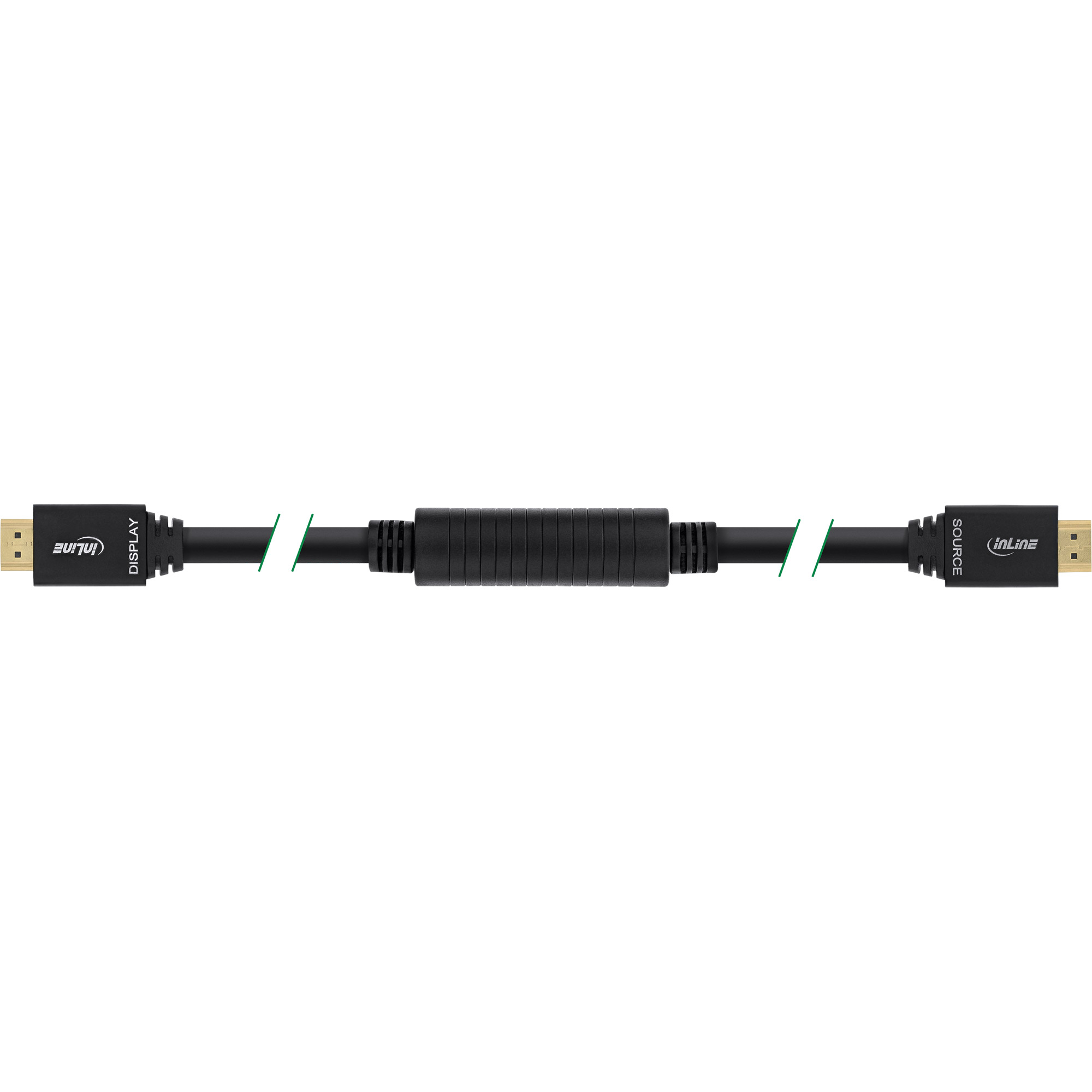 Inline® HDMI-High Speed Kabel mit Ethernet, ST / ST, aktiv, schwarz / gold, 30m