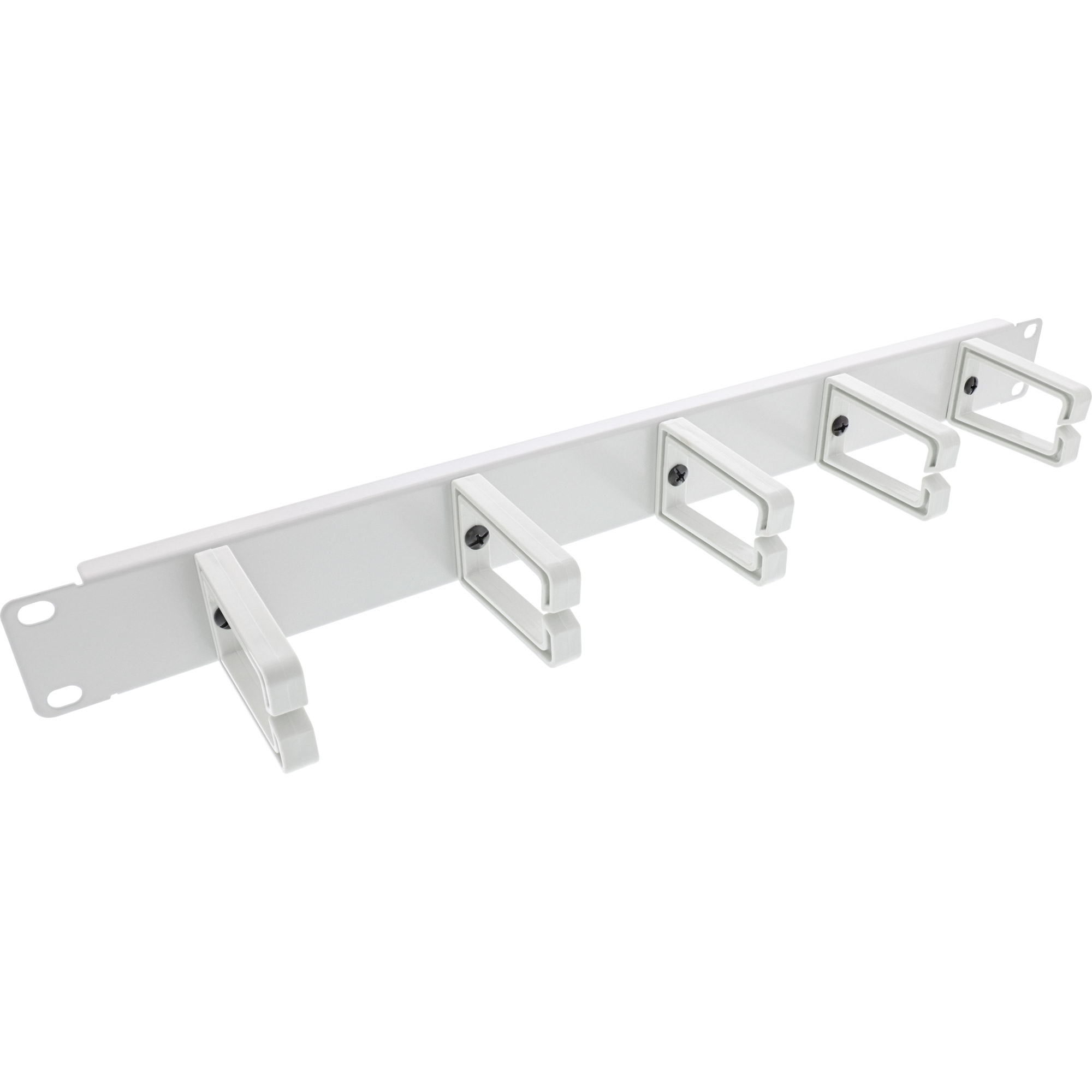 Inline® 19" Kabelführungspanel, 5 KunststoffBügel, RAL 7035, grau