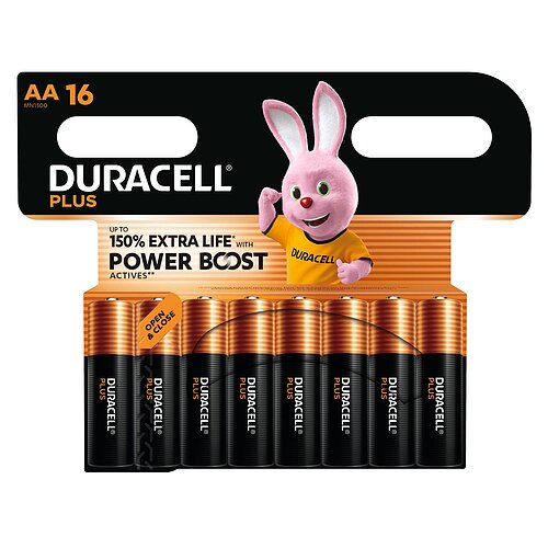 16x Duracell Plus AA Mignon LR6 Alkaline Batterie