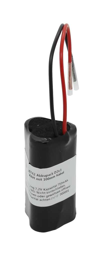 Akkupack NiMH 7,2V 750mAh D2x3 GP75AAH mit 100mm Kabel Akkupack NiMH 7,2V 750mAh D2x3 GP75AAH mit 100mm Kabel
