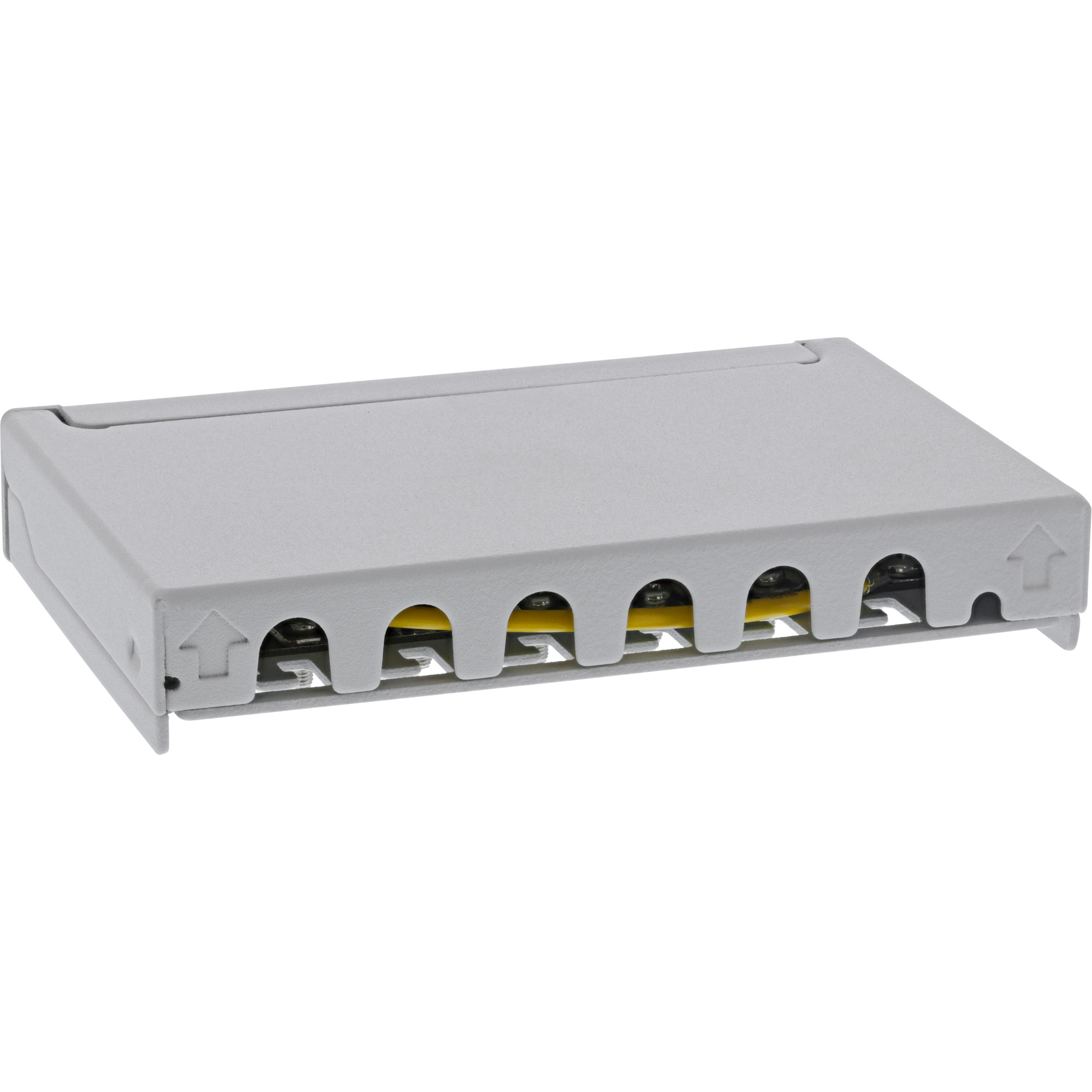 Inline® Patchfeld Cat.6A 0,5HE 6-fach, Tisch/Wand/Hutschiene, grau, Staubschutz