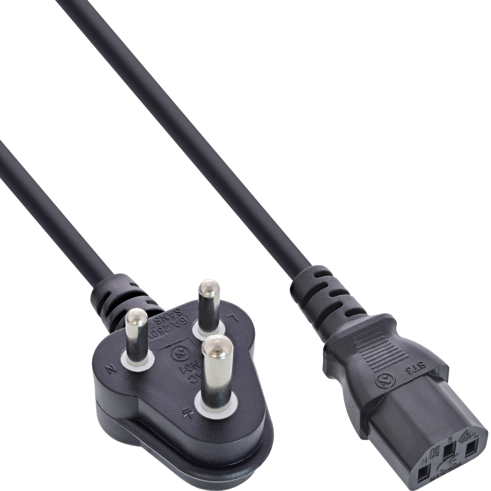 1.8m - Inline® Netzkabel, Netzst. Südafrika 5A Typ D auf Kaltgerätestecker C13 1.8m - Inline® Netzkabel, Netzst. Südafrika 5A Typ D auf Kaltgerätestecker C13