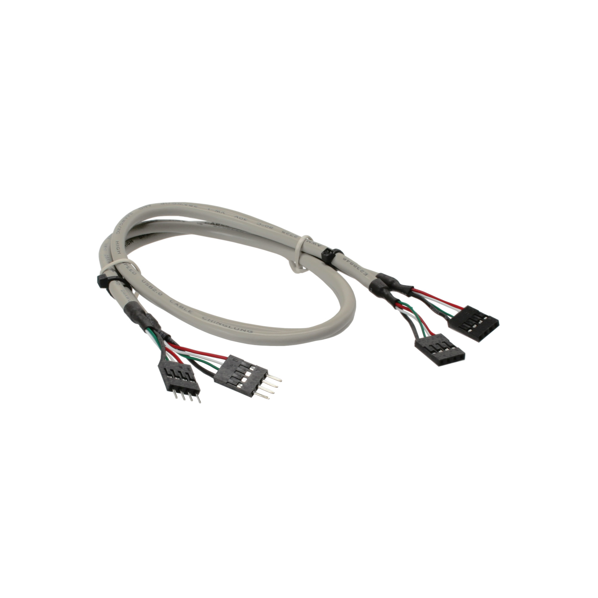 Inline® USB 2.0 Verl., intern, 2x 4pol Pfostenstecker / Pfostenbuchse, 0,6m bulk