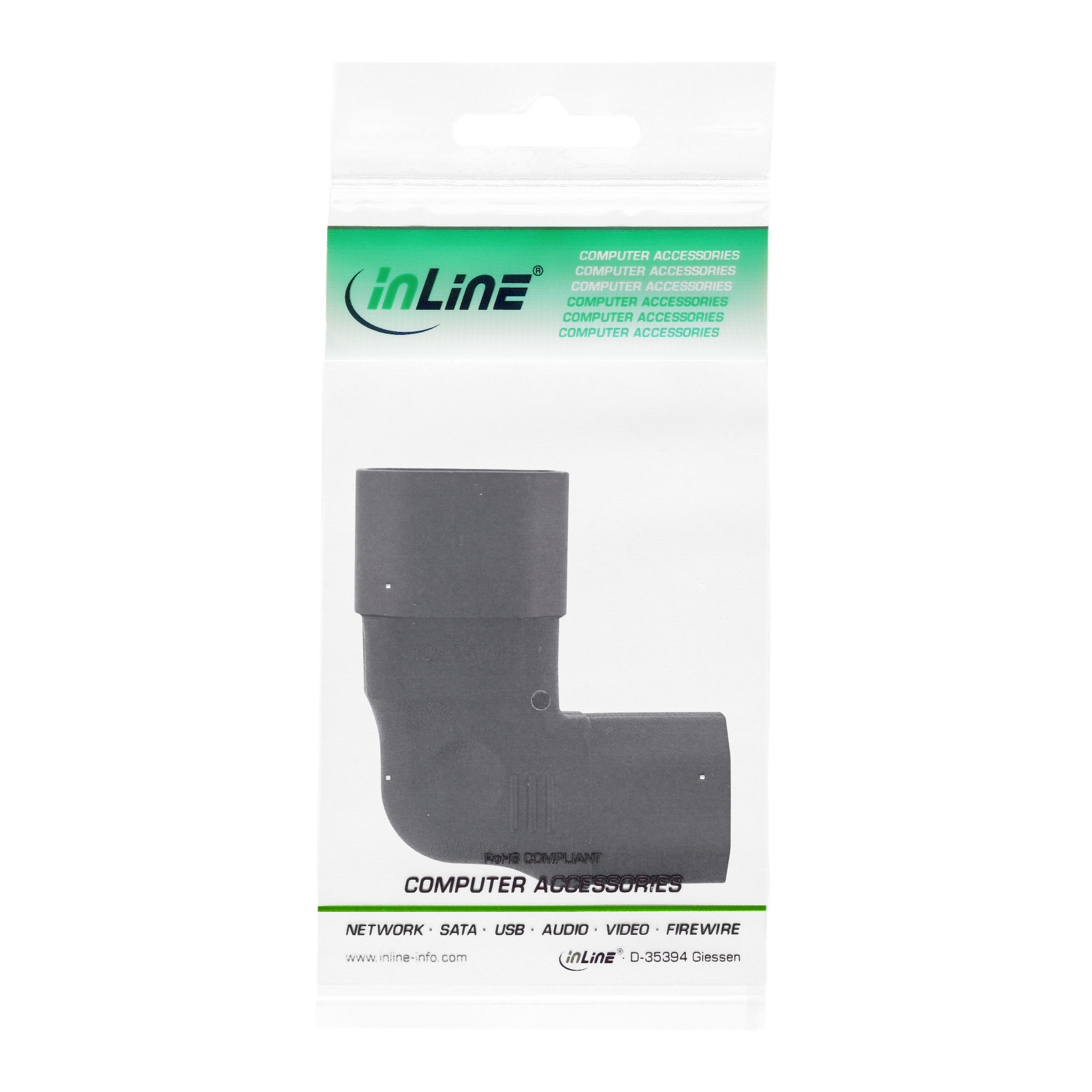 Inline® Netzadapter IEC 60320 C14 / C13, L/R gewinkelt, 3pol. Kaltgeräte