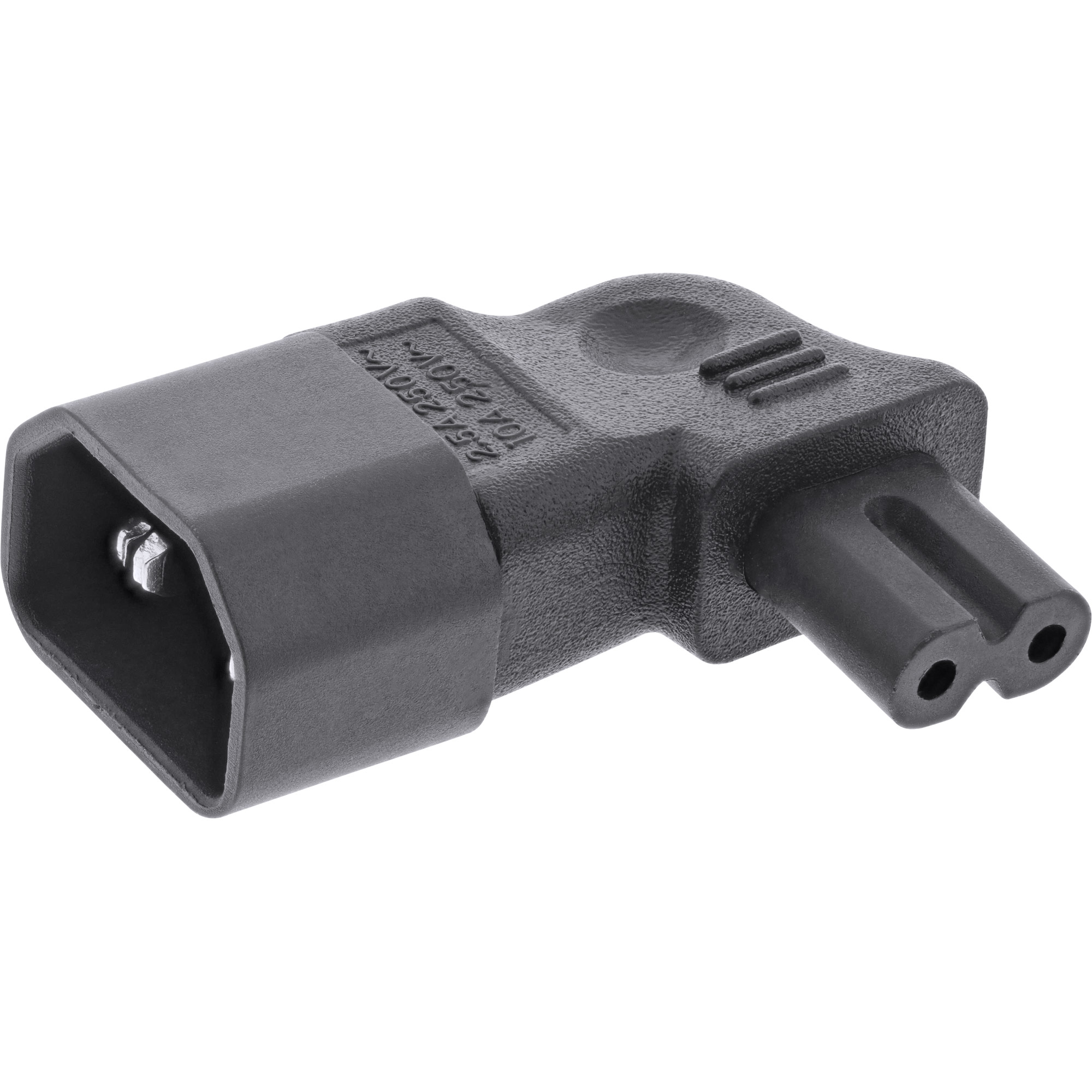 Inline® Netzadapter IEC 60320 C14 / C7, L/R gewinkelt, 3pol. Kaltgeräte zu 2pol.