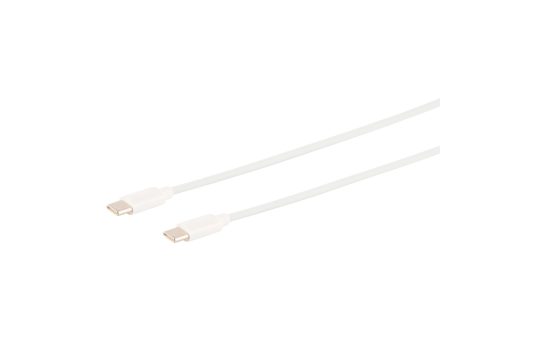 USB Lade-Sync Kabel, USB-C Stecker auf USB-C Stecker, 2.0, ABS, weiß,  1m