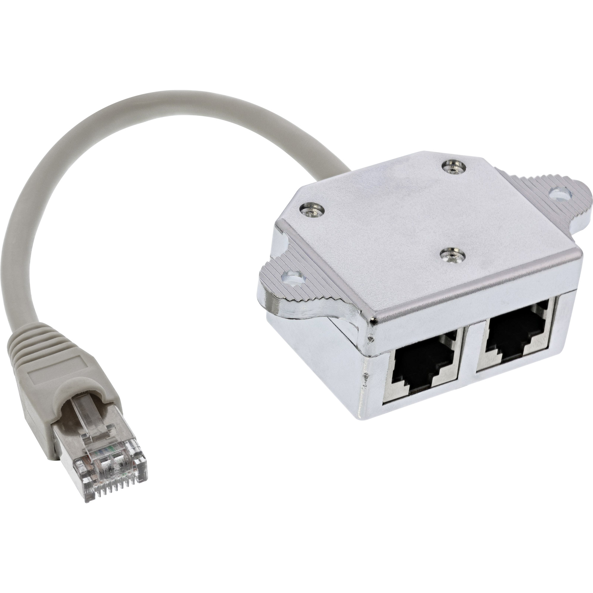 Inline® ISDN Port-Doppler, 1x RJ45 Stecker an 2x RJ45 Buchse, mit Kabel