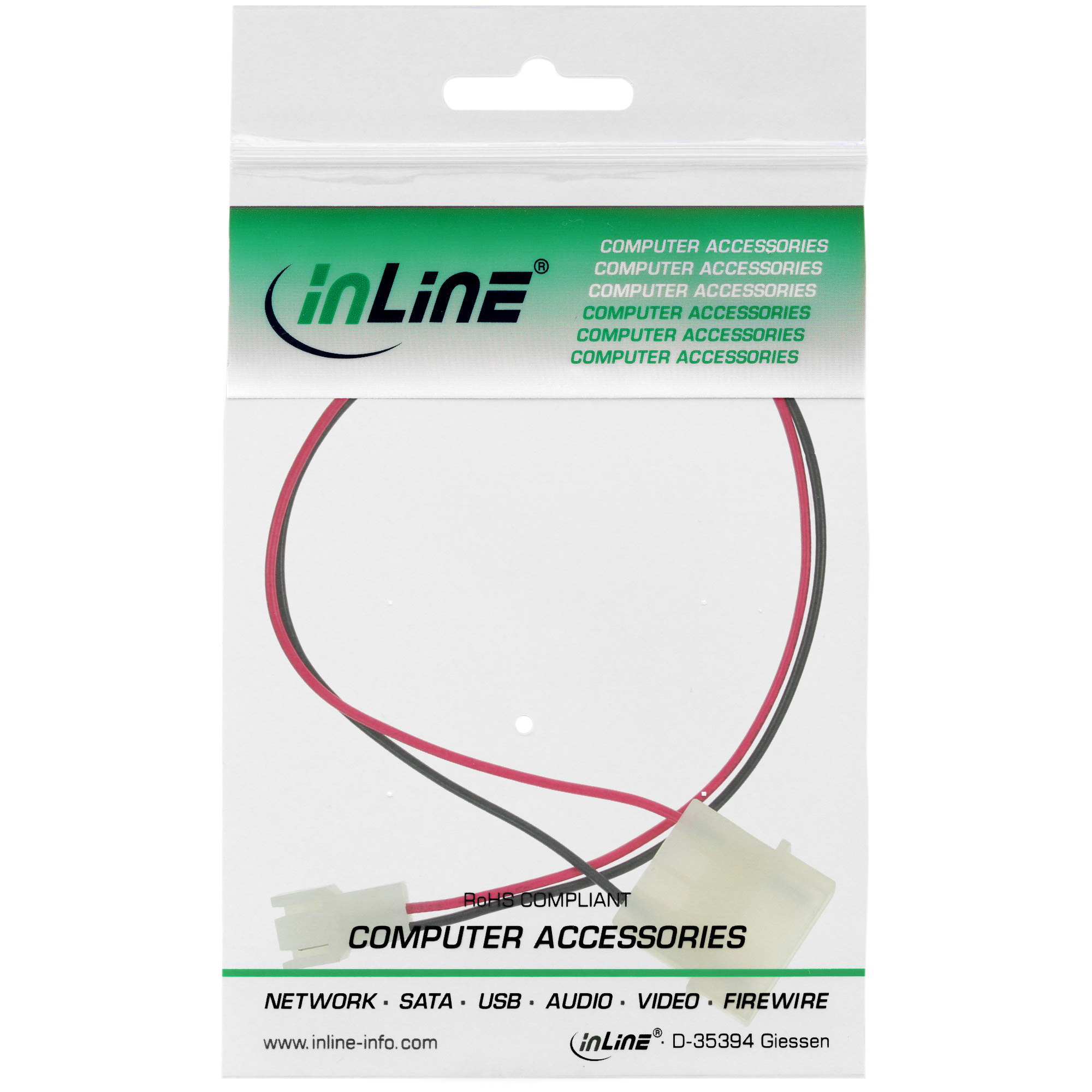 Inline® Lüfter Adapterkabel, 12V zu 7V, 0,3m