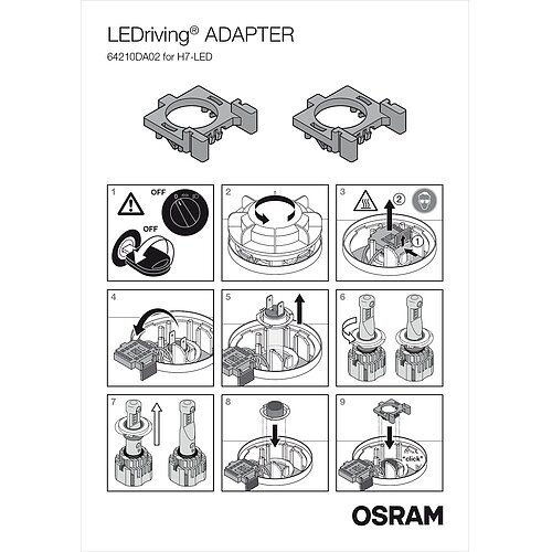 OSRAM Montagehalterung Adapter DA02 für NIGHT BREAKER LED H7-LED Focus 2 Stück