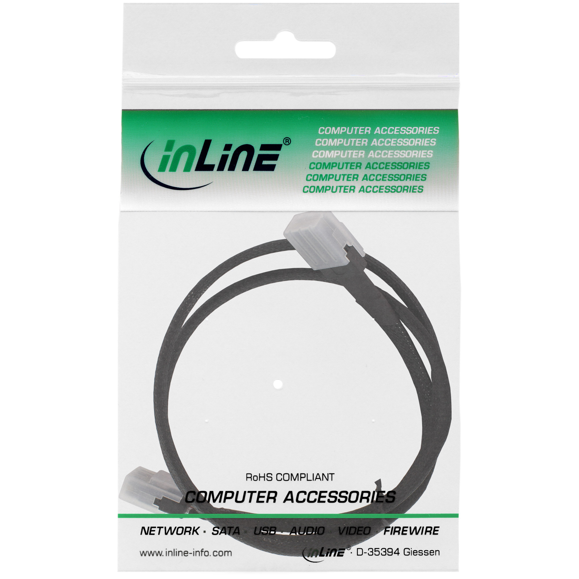 Inline® SAS Kabel int., Mini-SAS SFF-8087/Mini-SAS SFF-8087, m. Sideband, 0,5m