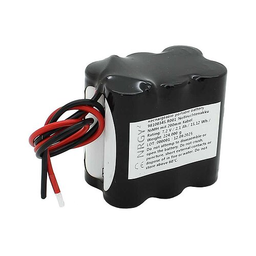 Notleuchtenakku NiMH 7,2V 2100mAh F2x3 A mit 200mm Kabel Notleuchtenakku NiMH 7,2V 2100mAh F2x3 A mit 200mm Kabel