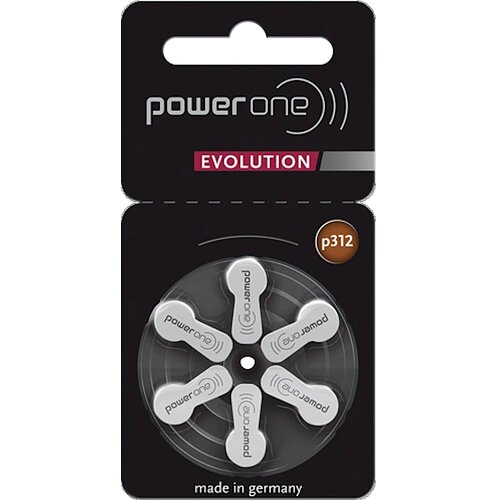 60x Typ 312 PR41 Power One Evolution Hörgerätebatterien 1,45 V - Braun