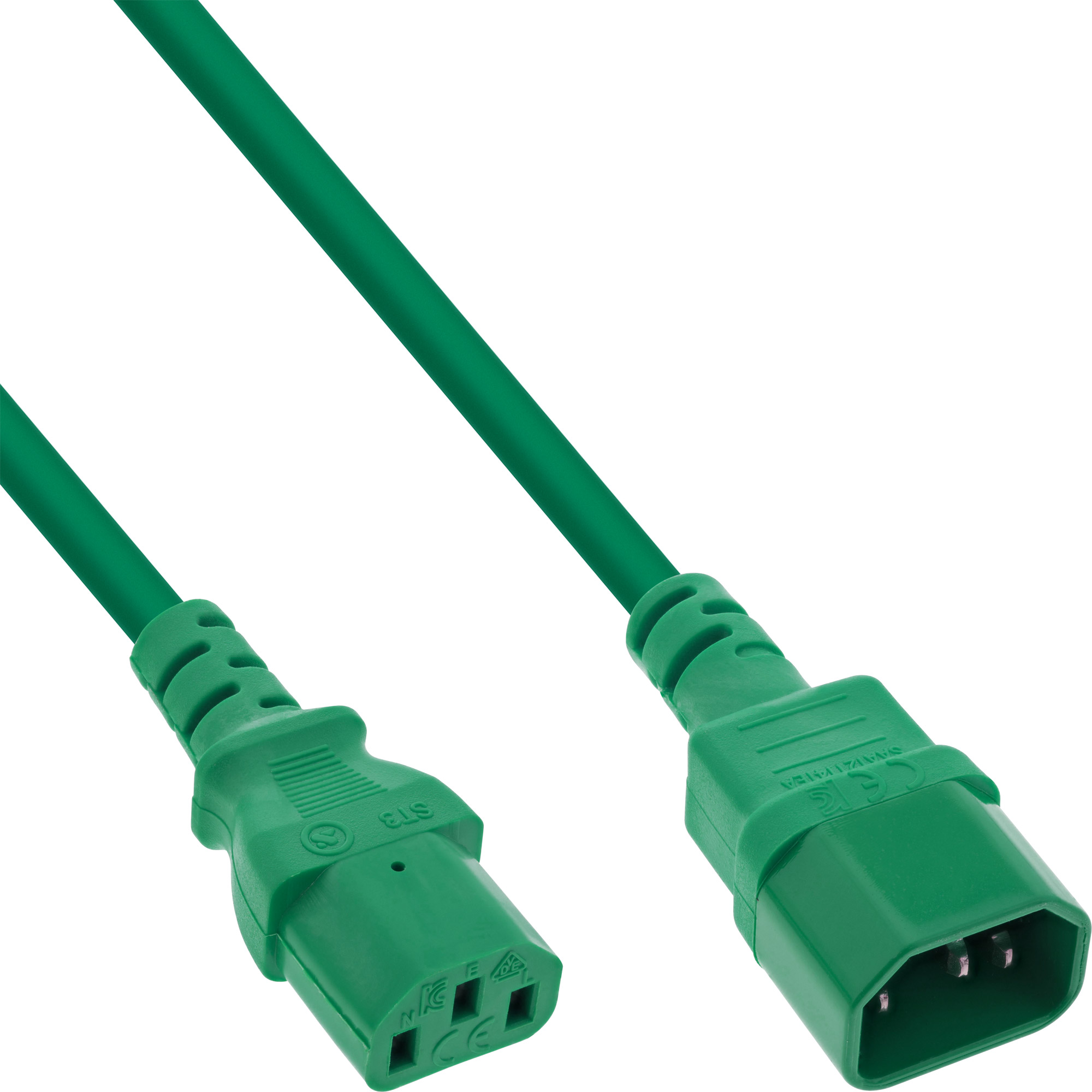 Inline® KaltgeräteverLängerung, C13 auf C14, grün, 2m