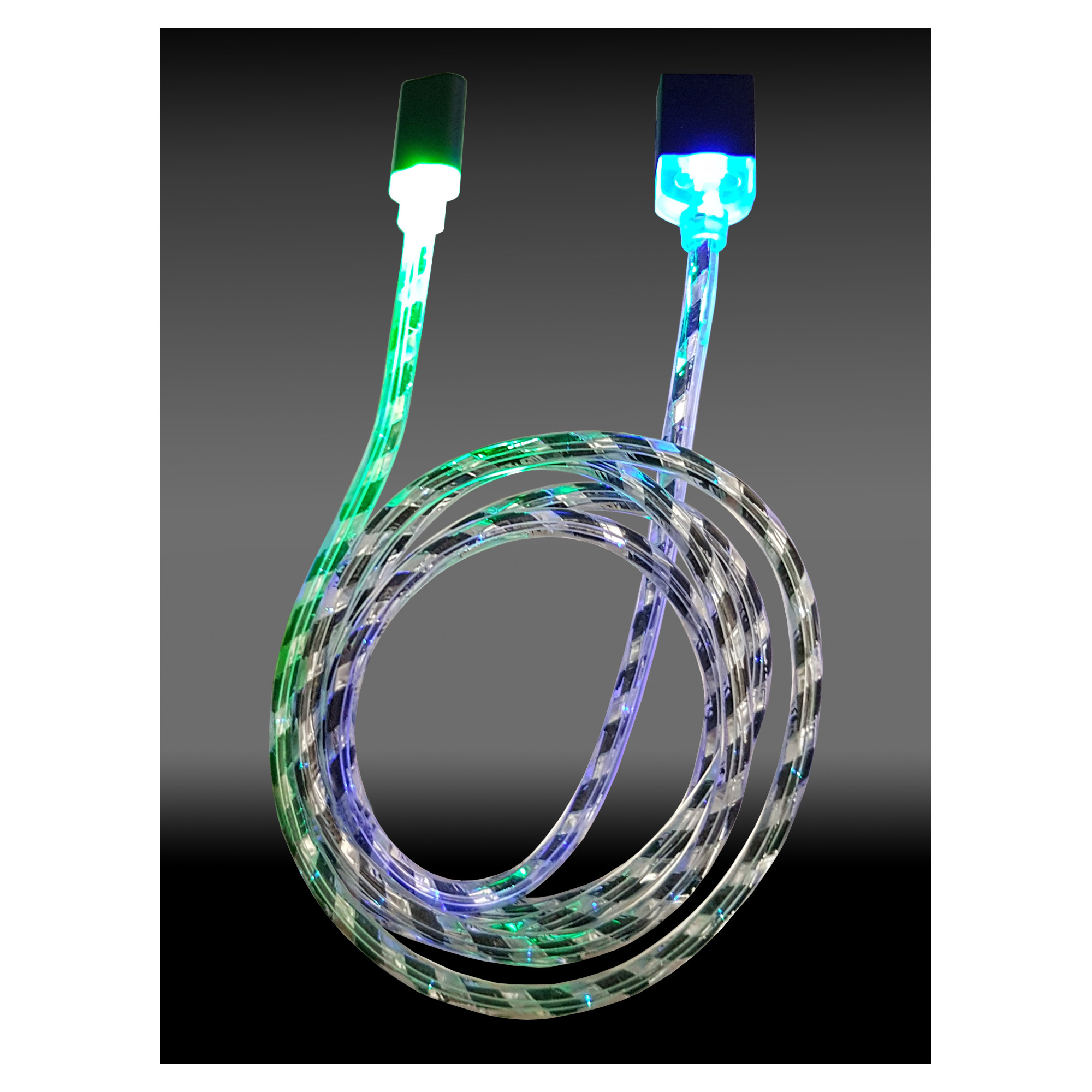 LC-Power LC-C-USB-MICRO-1M-8 USB A zu Micro-USB Kabel, schwarz/silber LED 1m