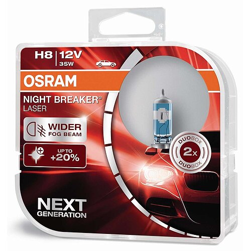 OSRAM H8 12V 35W PGJ19-1 NIGHT BREAKER® LASER +150% mehr Helligkeit 2 Stück
