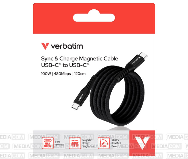Ladekabel, USB-C/USB-C, 1.2m, schwarz
