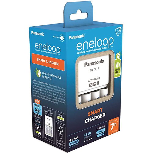 Panasonic eneloop Advanced Charger BQ-CC17 inklusive 4x HR-3UTGB / BK-3MCDE