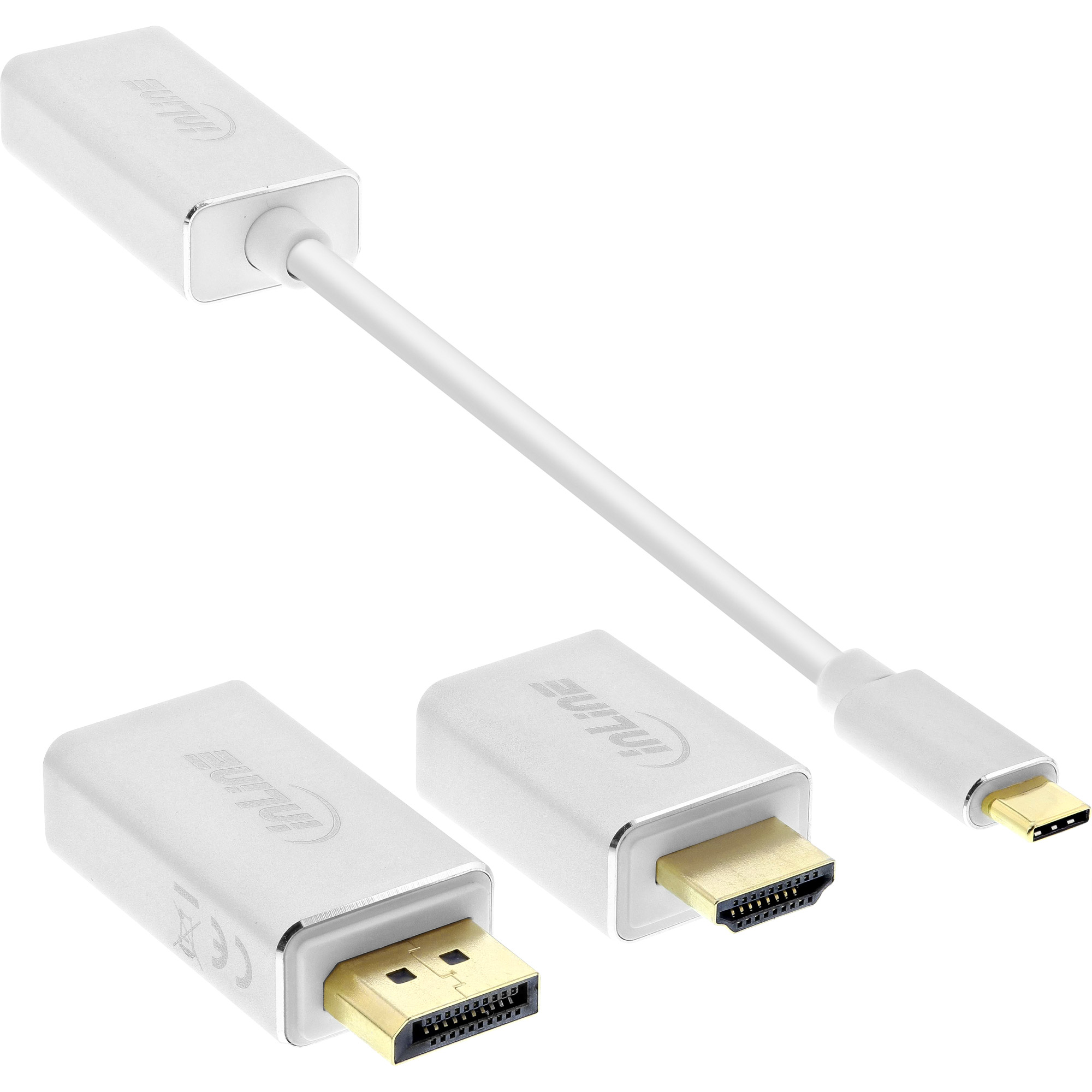 Inline® USB Display Konverter Set 6-in-1, 4K/60Hz silber
