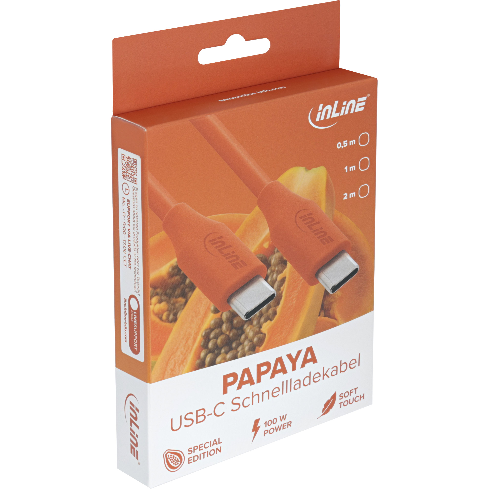 InLine® "Colour your Charge" USB-C Schnellladekabel 100W Orange 0,5m