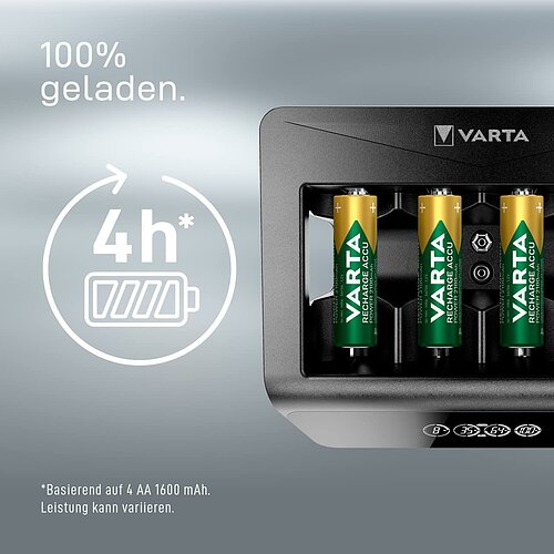 NiMH Akku Universal LCD Ladegerät 0,45A Varta 57688 für AA Mignon AAA Micro Baby C Mono D 9V Block